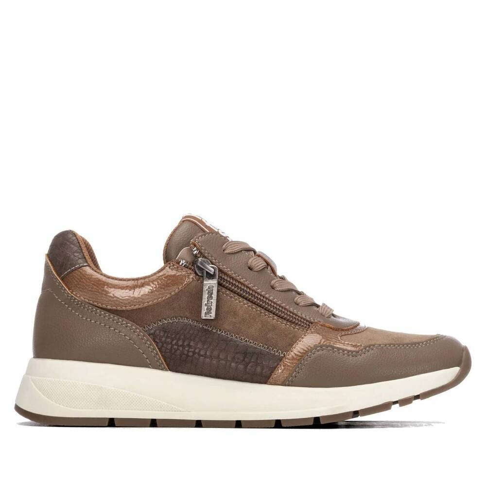 NEW REFRESH women's casual low wedge sneakers in taupe
